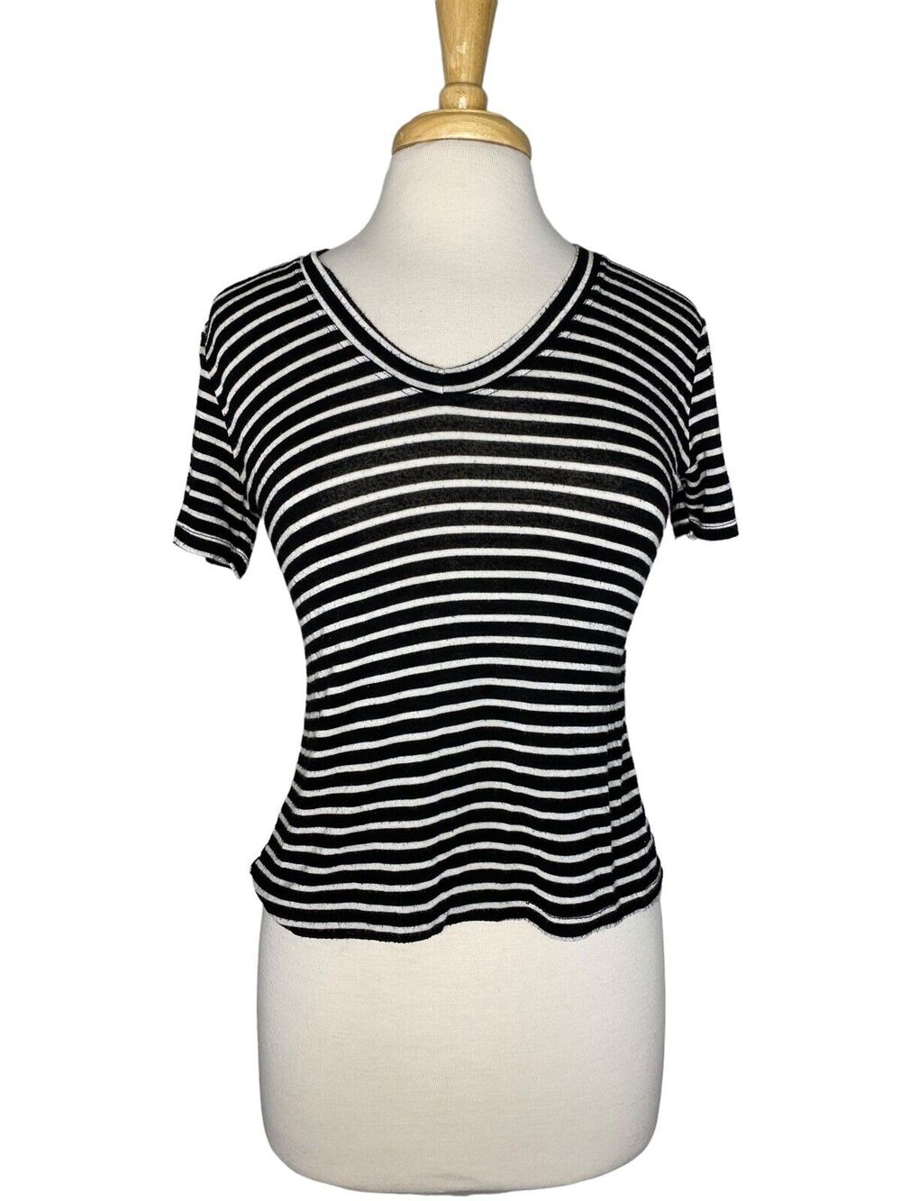 BRANDY MELVILLE Short Sleeve Black & White Stripe Tee Size Small Lightweight